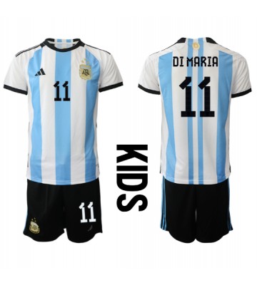 Argentyna Angel Di Maria #11 Koszulka Podstawowych Dziecięca MŚ 2022 Krótki Rękaw (+ Krótkie spodenki)